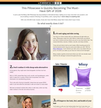 Blissy landing page desktop screenshot