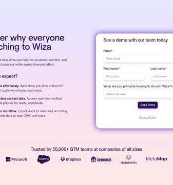 Wiza landing page desktop screenshot