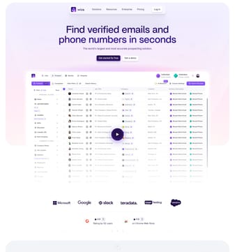 Wiza landing page desktop screenshot