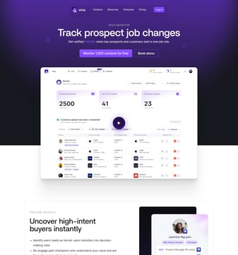 Wiza landing page desktop screenshot