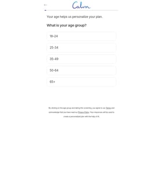 Calm landing page desktop screenshot