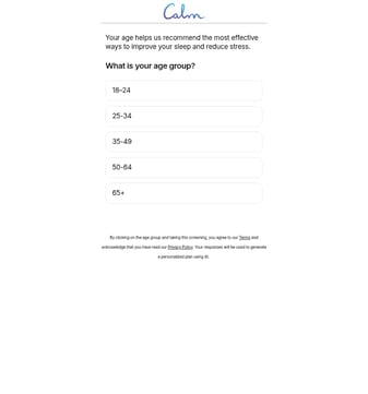 Calm landing page desktop screenshot