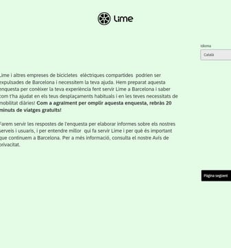Lime landing page desktop screenshot