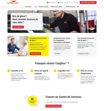 Carglass landing page desktop screenshot