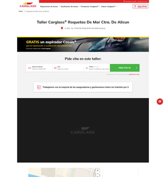 Carglass landing page desktop screenshot