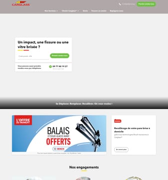 Carglass landing page desktop screenshot