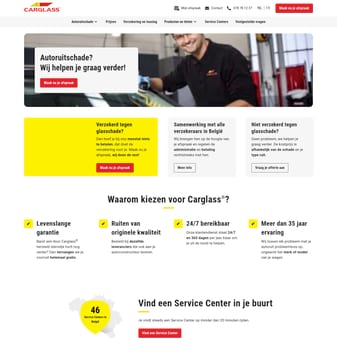 Carglass landing page desktop screenshot