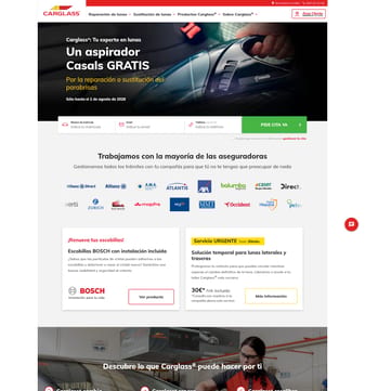 Carglass landing page desktop screenshot