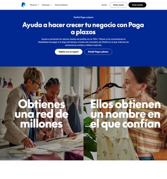 Paypal landing page desktop screenshot