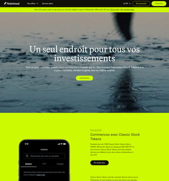 Robinhood landing page desktop screenshot