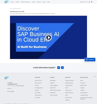 Sap landing page desktop screenshot