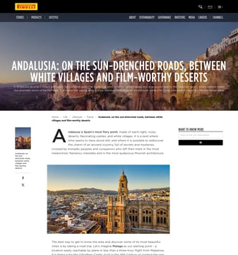 Pirelli landing page desktop screenshot