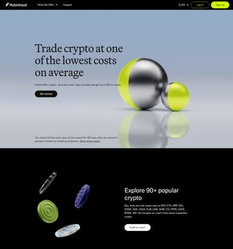 Robinhood landing page desktop screenshot