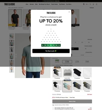 True Classic landing page desktop screenshot