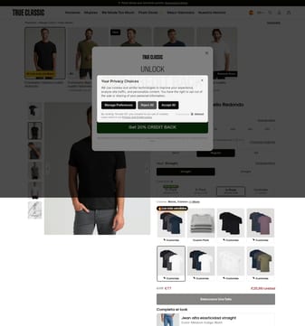 True Classic landing page desktop screenshot