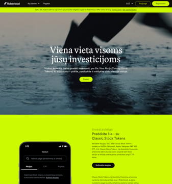 Robinhood landing page desktop screenshot