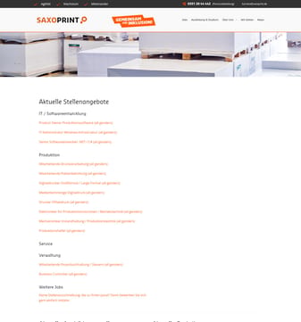 Saxoprint landing page desktop screenshot