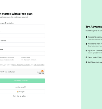 Mailer Lite landing page desktop screenshot