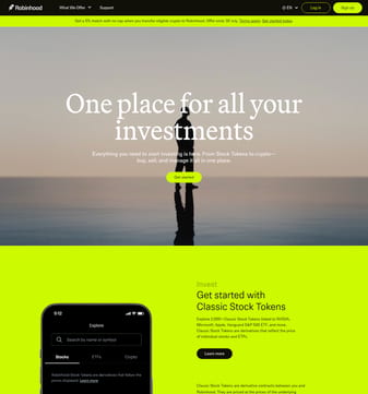 Robinhood landing page desktop screenshot