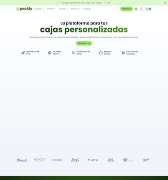 Packly landing page desktop screenshot