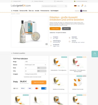 Labelprint24 landing page desktop screenshot