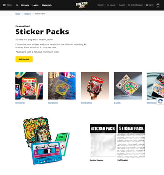 Stickerapp landing page desktop screenshot
