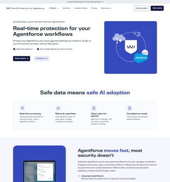 Cloud Protection for Salesforce landing page desktop screenshot