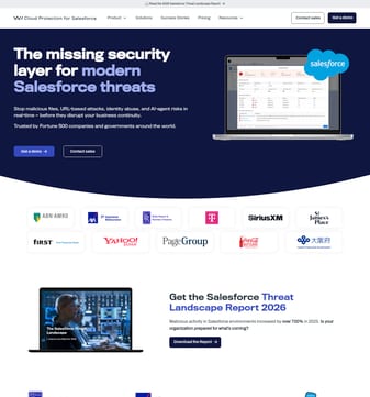 Cloud Protection for Salesforce landing page desktop screenshot