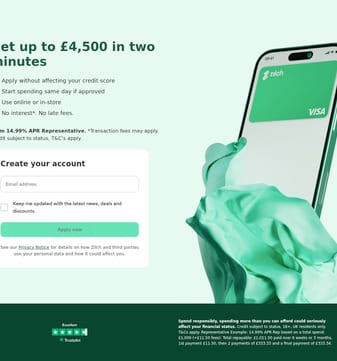 Zilch landing page desktop screenshot