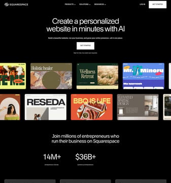 Squarespace landing page desktop screenshot