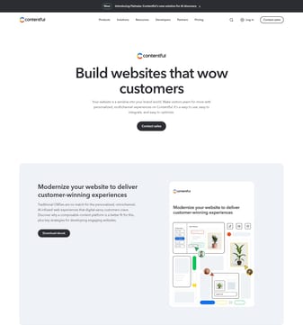 Contentful landing page desktop screenshot