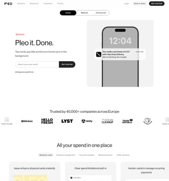Pleo landing page desktop screenshot