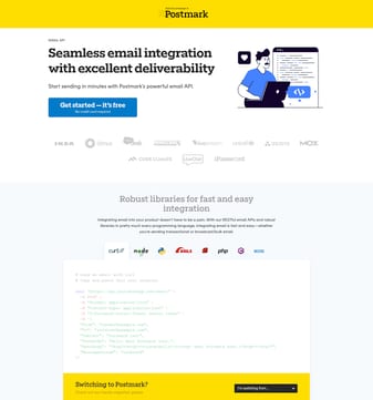 Postmarkapp landing page desktop screenshot