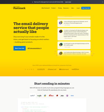 Postmarkapp landing page desktop screenshot