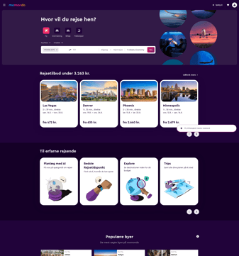 momondo landing page desktop screenshot