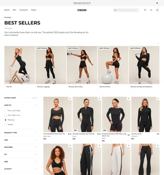 Gymshark landing page desktop screenshot