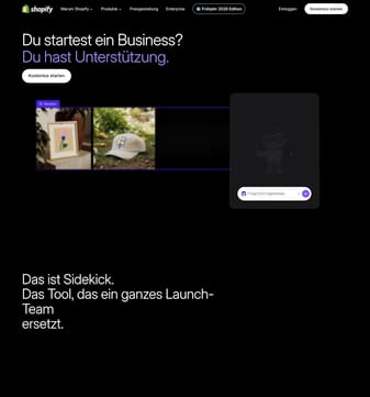Shopify landing page desktop screenshot