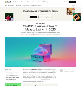 Shopify landing page desktop screenshot