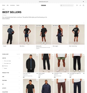 Gymshark landing page desktop screenshot
