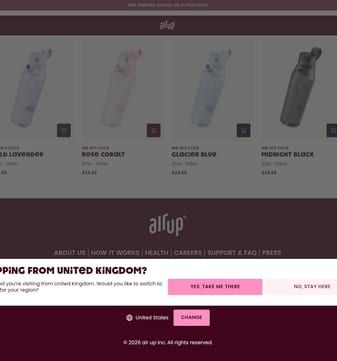 Air Up landing page desktop screenshot