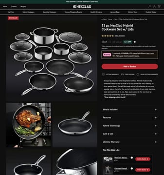 HexClad landing page desktop screenshot