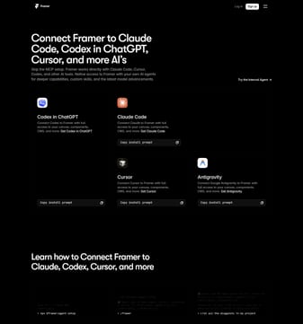 Framer landing page desktop screenshot