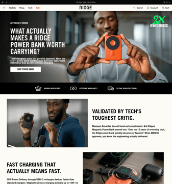 Ridge landing page desktop screenshot