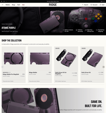 Ridge landing page desktop screenshot