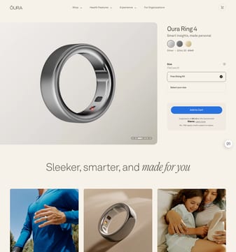 ŌURA landing page desktop screenshot