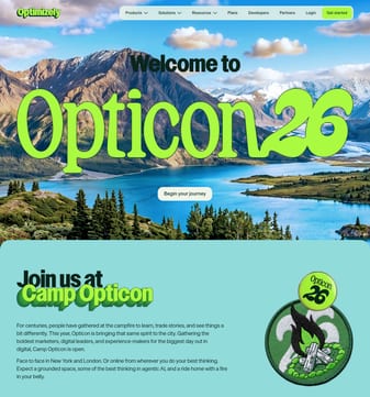 Optimizely landing page desktop screenshot