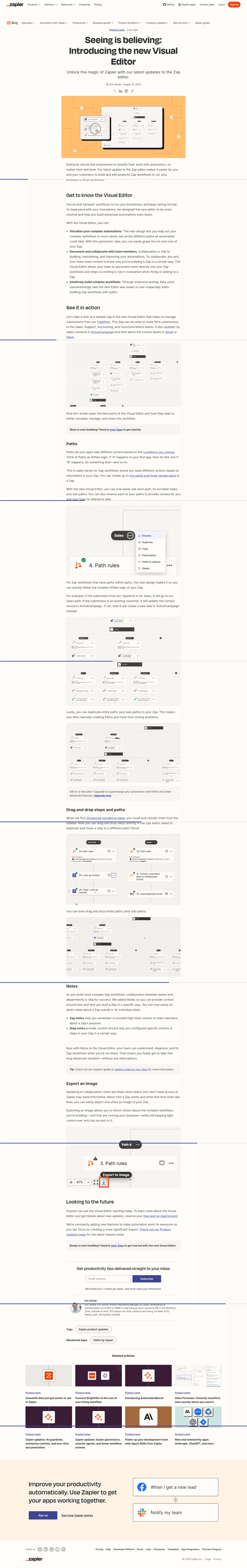 Zapier landing page