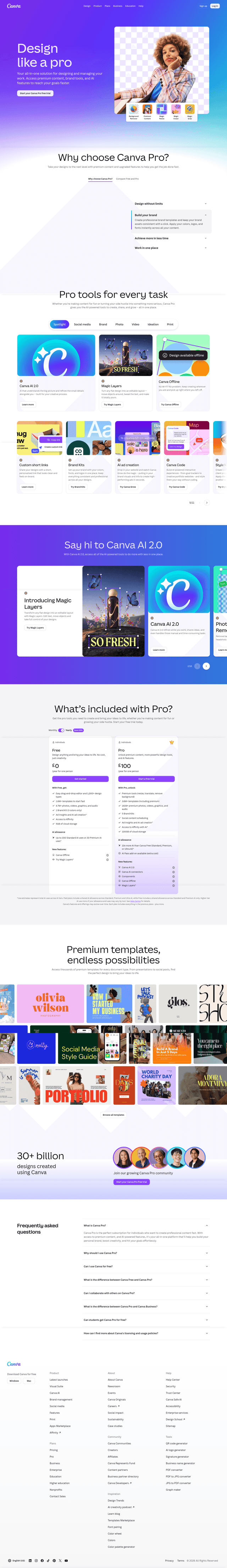 Canva landing page