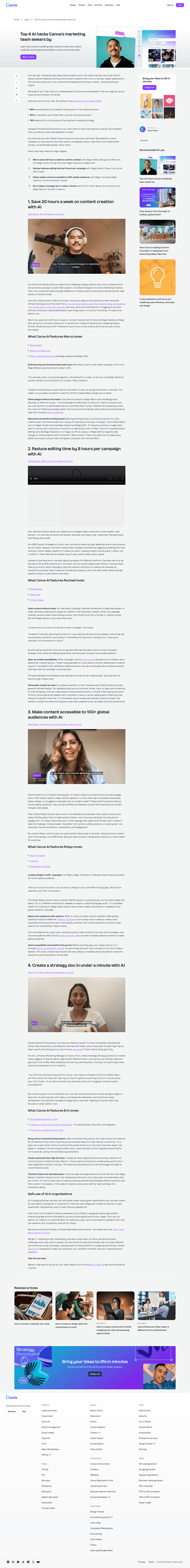 Canva landing page