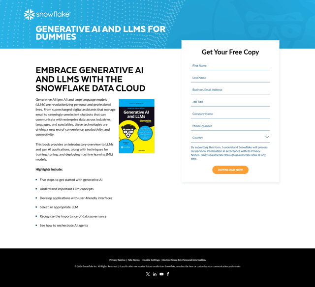 Snowflake landing page
